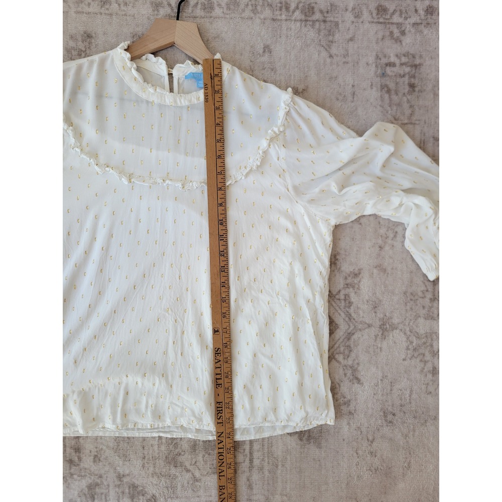 Draper James RSVP Metallic Clip Dot Ruffle Blouse - Women's XL - Cottagecore - Picture 9 of 10